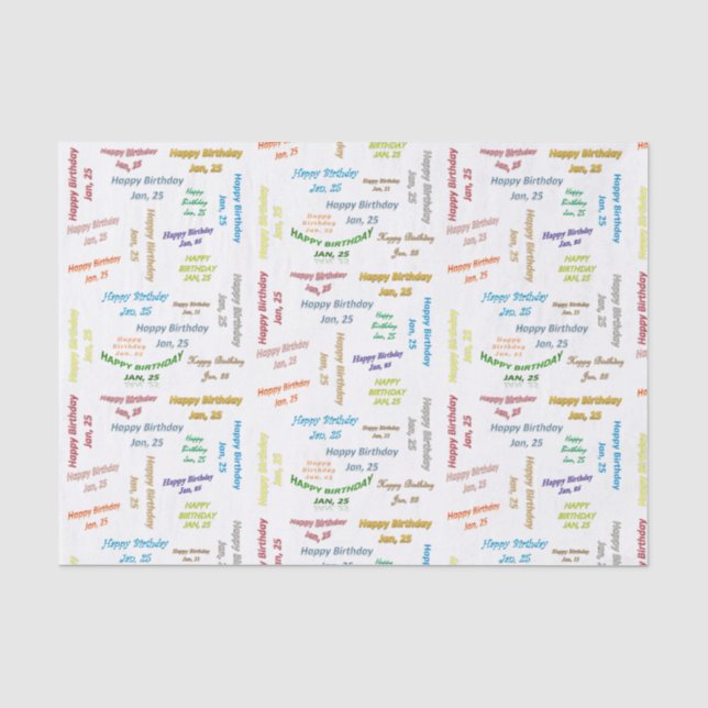 January, 25 Birthday Tissue Paper (Front)