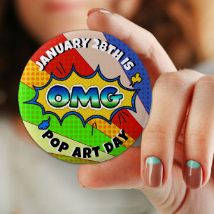 January 28th is Pop Art Day Holiday Button