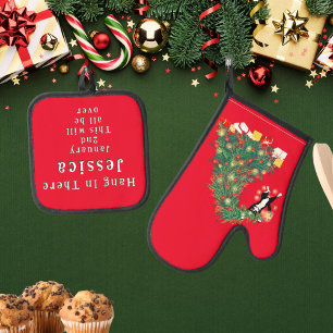 January 2nd This Will ALL Be Over Funny Christmas  Oven Mitt & Pot Holder Set