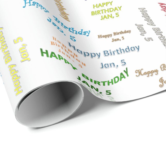 January, 5 Birthday Gift Wrapping Paper (Roll Corner)