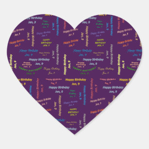 January, 9 Birthday Sticker