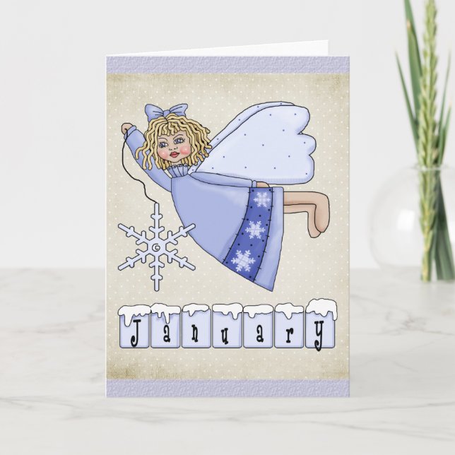 January Angel Blank Greeting Card (Front)