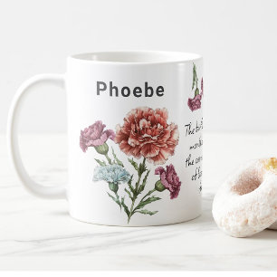 January Birth Flower Carnation Add Name Coffee Mug