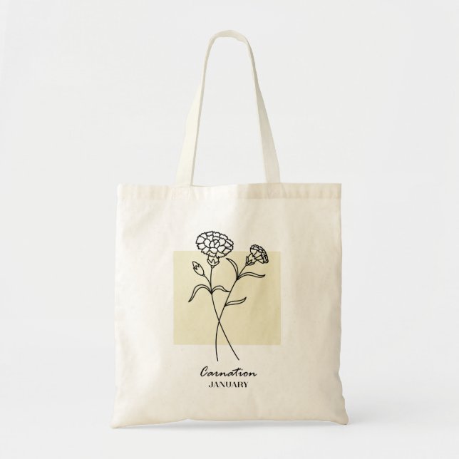 January Birth Flower | Carnation Tote Bag (Front)