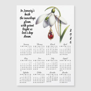 January Birth Flower & Stone Calendar