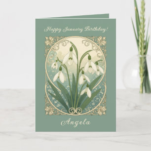 January Birth Flower White Snowdrop Flowers Art No Card