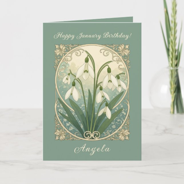 January Birth Flower White Snowdrop Flowers Art No Card (Front)