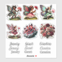 January Birth Month Birth Flower Sticker Set
