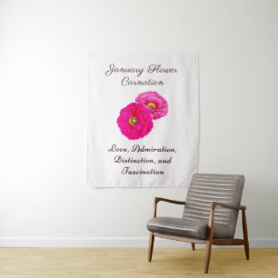 January Birth Month Flower Carnation Elegant Flora Tapestry