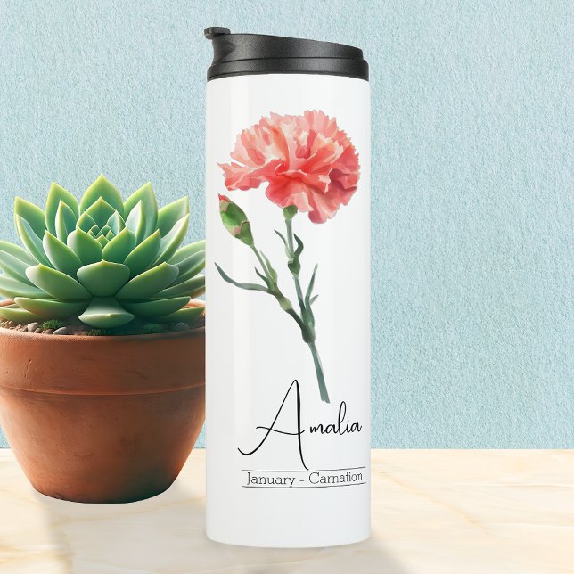 January Birth Month Flower Carnation Thermal Tumbler (Creator Uploaded)