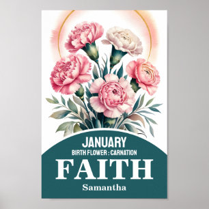 January Birth Month Flower Christian Nursery Art Poster