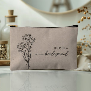 January Birth Month Flower Personalised Bridesmaid Accessory Pouch