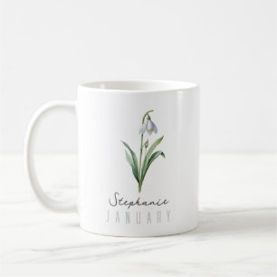 January Birth Month Flower w/Name – Snowdrop Coffee Mug