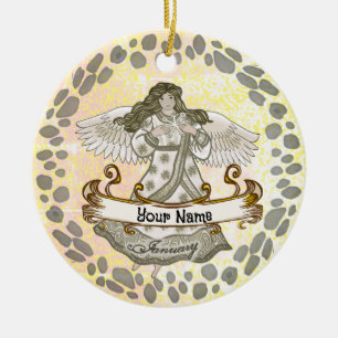January Birthday Angel Ceramic Tree Decoration