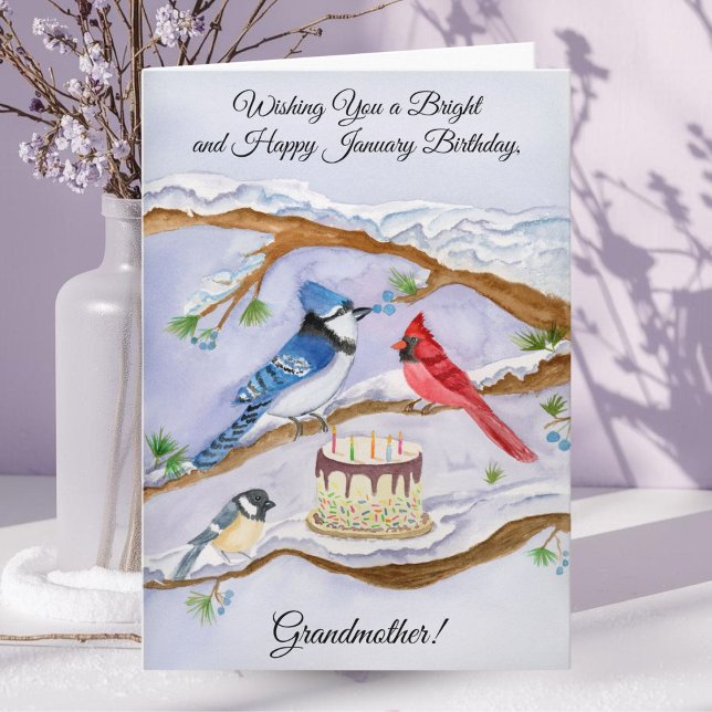 January Birthday Backyard Birds Grandmother Card (Creator Uploaded)
