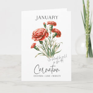 January Birthday Birth Month Flower Carnation Card