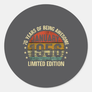 January Birthday Est 1956 Limited Edition Vintage  Classic Round Sticker