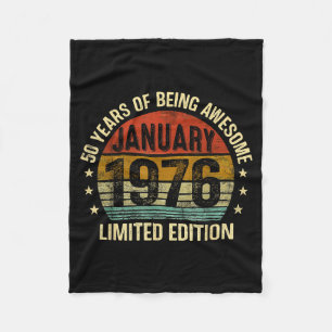 January Birthday Est 1976 Limited Edition Vintage Fleece Blanket