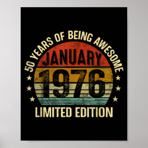 January Birthday Est 1976 Limited Edition Vintage  Poster
