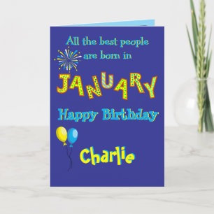 January Birthday Folded Greeting Card