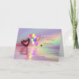 January Birthday Garnet Heart Card