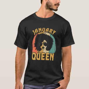 January Birthday S For Women - Black African Queen T-Shirt