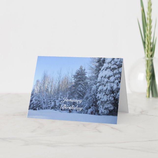 January Birthday-Winter Tree Scene Card (Front)