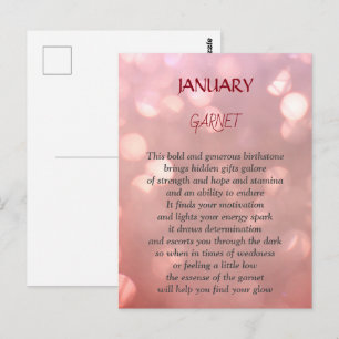 January Birthstone Garnet design  Postcard