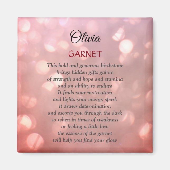 January Birthstone Garnet Magnet (Front)
