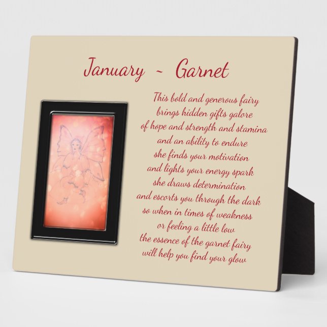 January birthstone Garnet Plaque (Side)