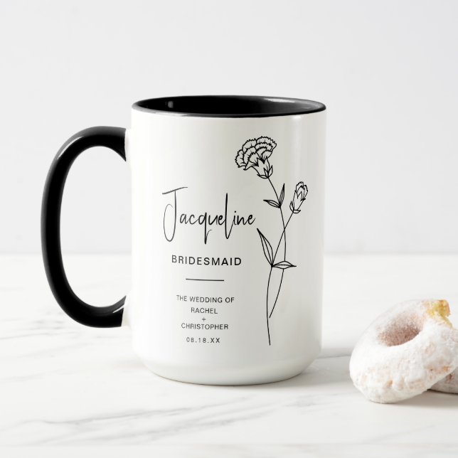January Bridesmaid | Carnation Birth Flower Mug (With Donut)