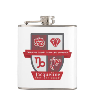 January (Capricorn) Birthday Crest™ Flask