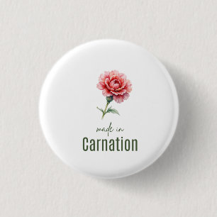 January Carnation Birth Flower  button Watercolor