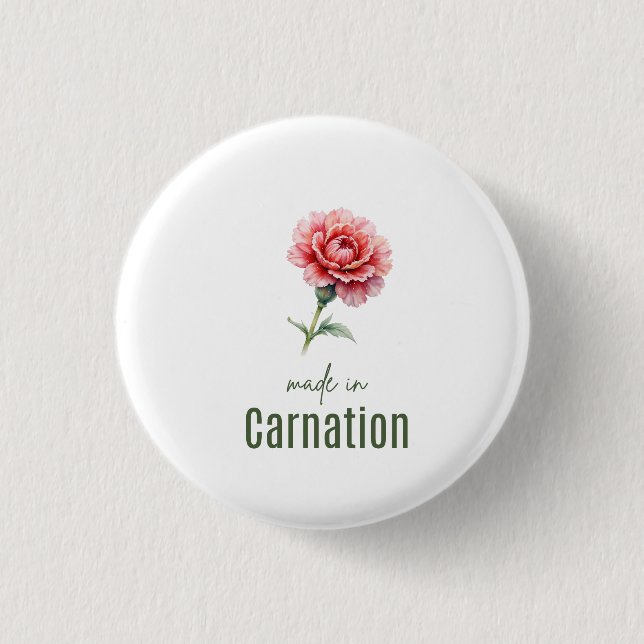 January Carnation Birth Flower  button Watercolor (Front)
