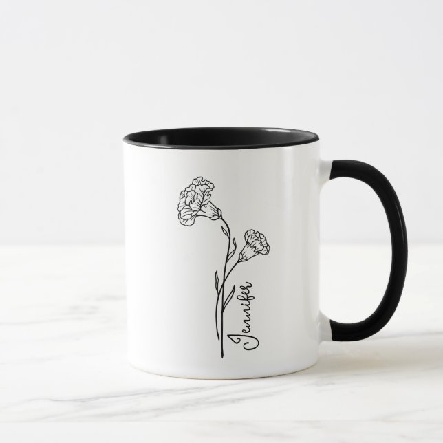 January - Carnation Birth Flower  Mug (Right)