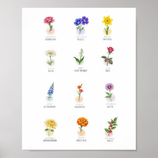 January Carnation Birth Flower Watercolor Wall Art