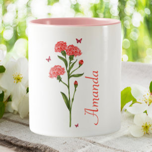 January Carnation Birth Month Flower  Two-Tone Coffee Mug