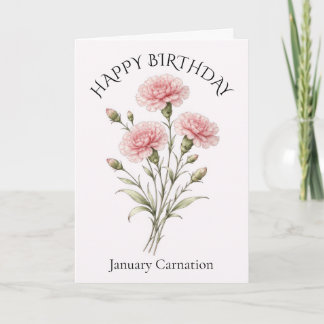 January Carnation Birthday Card