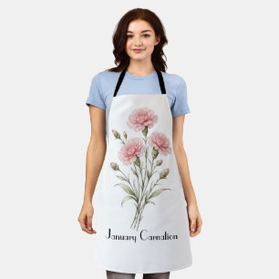 January Carnation Flowers  Apron