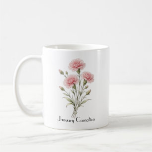 January Carnation Flowers Coffee Mug