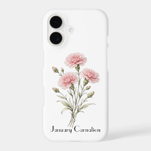 January Carnation Flowers Phone Case