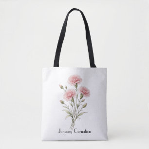 January Carnation Flowers Tote Bag