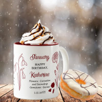 January Carnation Snowdrop Birthday Keepsake