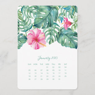 January Desk Top Calendar Card Hibiscus