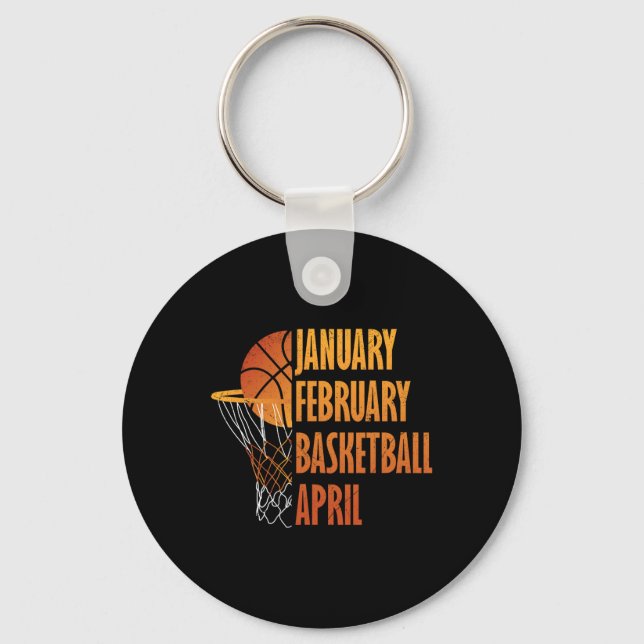January February Bysketbyll April Fun Retro Appare Key Ring (Front)