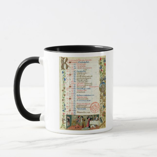 January; figures eating and drinking mug (Left)