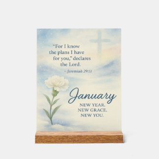 January Floral Birthday Inspirational Winter  Acrylic Sign