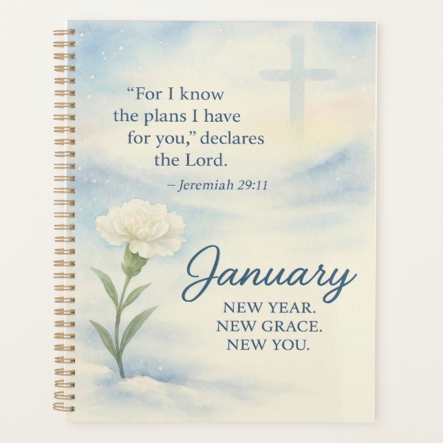 January Floral Birthday Inspirational Winter  Planner (Front)