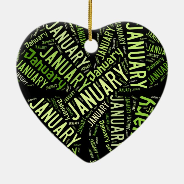 January Four Leaf Clover Ceramic Tree Decoration (Back)