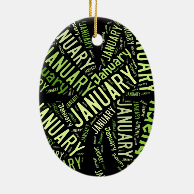 January Four Leaf Clover Ceramic Tree Decoration (Back)